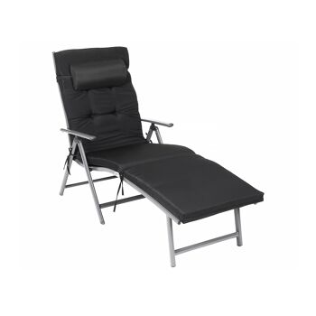 Living Design Chaise longue avec coussin noir 183 x 60 x 39 cm (L x L x H) 1