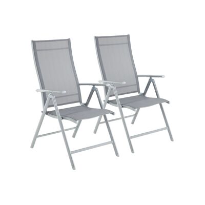 Living Design Lot de 2 chaises de jardin grises 56 x 70 x 106 cm (L x L x H)