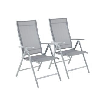 Living Design Lot de 2 chaises de jardin grises 56 x 70 x 106 cm (L x L x H) 1