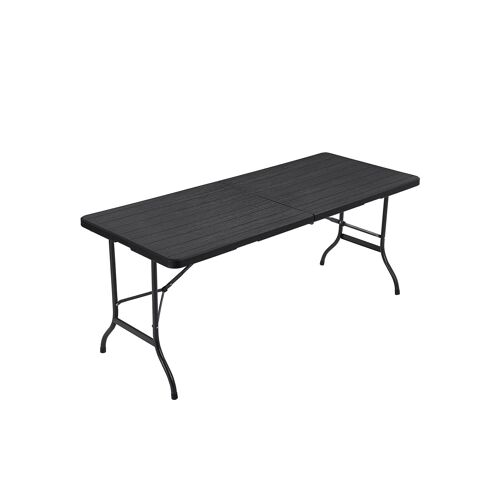 Living Design Large black wood look garden table 180 x 75 x 74 cm (L x W x H)