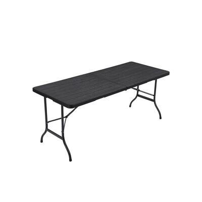 Living Design Grande tavolo da giardino effetto legno nero 180 x 75 x 74 cm (L x P x A)