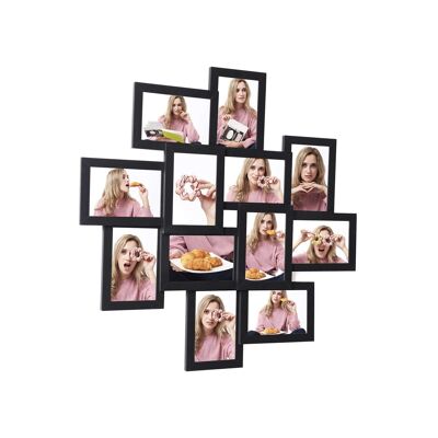 Living Design 12 Cadre Photo Collage Photo Noir 63,3 x 3,6 x 63,3 cm (L x L x H)