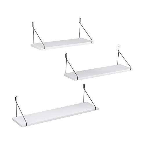 Living Design Set of 3 white wall shelves 40/50/60 x 15 x 16 cm (L x W x H)