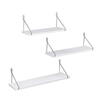 Living Design Lot de 3 étagères murales blanches 40/50/60 x 15 x 16 cm (L x L x H) 1