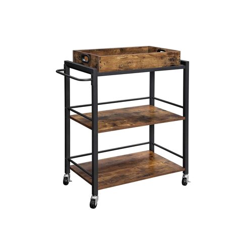 Living Design Kitchen trolley with vintage brown top 65 x 40 x 86 cm (L x W x H)