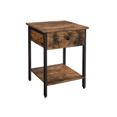 Living Design Table d'appoint avec tiroir au look industriel 40 x 40 x 55 cm (L x L x H)