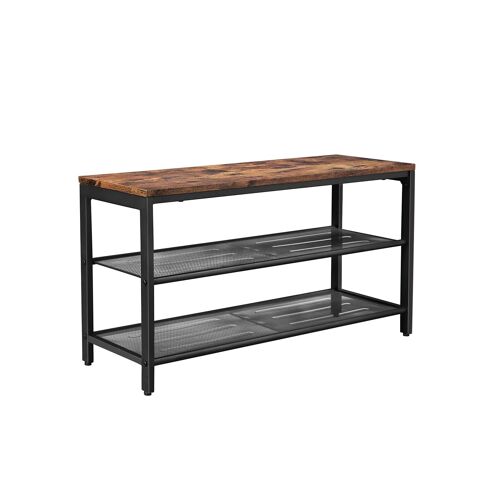 Living Design Shoe bench with 2 industrial style mesh shelves 80 x 30 x 44.5 cm (L x W x H)