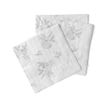 Serviettes de mariage jetables grises en tissu 33 x 33 cm, 20 pièces - roses 2
