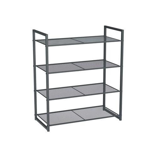 Living Design Shoe rack 4 smoke gray mesh shelves 63 x 30 x 72 cm (L x W x H),