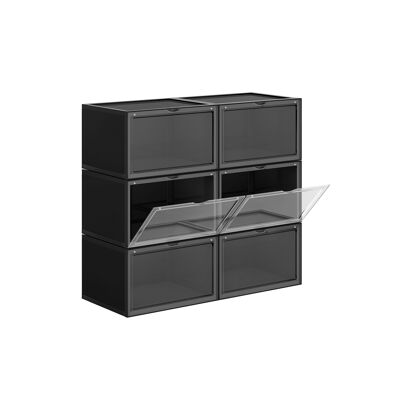 Living Design Shoe boxes set of 6 black 36 x 28 x 22 cm (L x W x H)