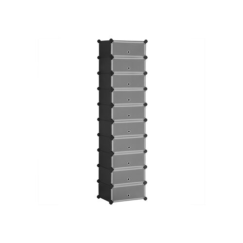 Living Design High black plastic shoe rack 43 x 31 x 173 cm (L x W x H)