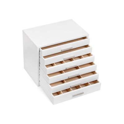 Living Design Boîte à bijoux 6 tiroirs Blanc 29,9 x 19,8 x 24,5 cm (L x L x H)