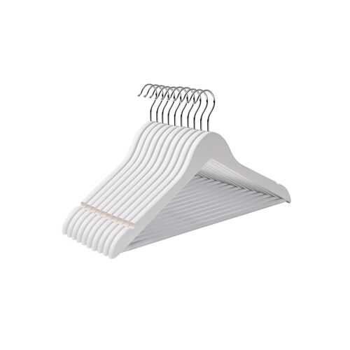 Living Design Hanger with trouser bar 10 pieces white 44.5 x 23 x 1.2 cm (W x H x D)
