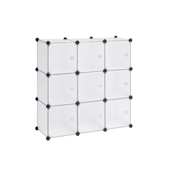 Living Design Étagère enfichable avec portes 9 blocs Blanc 93 x 123 x 31 cm (L x H x P) 1