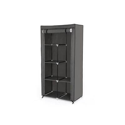 Living Design Armoire en tissu avec porte roulante gris 88 x 170 x 45 cm (L x H x P)