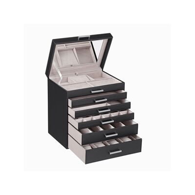 Living Design Boîte à bijoux 5 tiroirs Noir 30,5 x 31,5 x 21,5 cm (L x H x P)