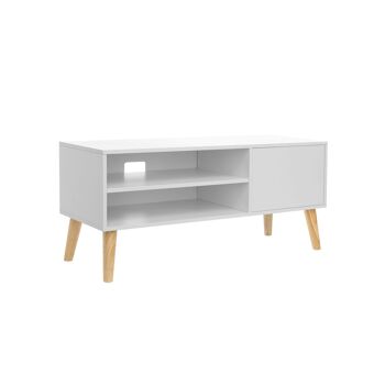 Living Design Meuble TV scandinave blanc 110 x 40 x 49,5 cm (L x L x H) 1