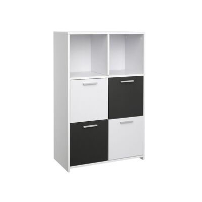 Living Design Modernes weiß-graues Bücherregal 65,5 x 30 x 99 cm (L x B x H)