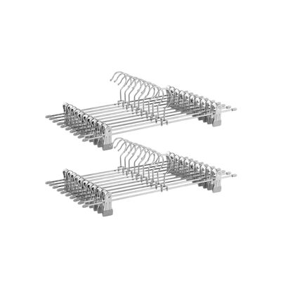 Living Design Portapantaloni in metallo da 20 pezzi grigio 40 x 2,4 x 10,5 cm (L x P x A)