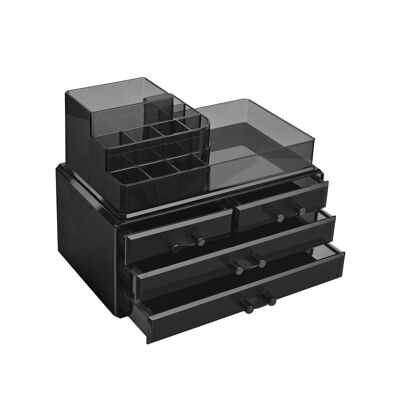 Living Design organizer per trucchi a 4 cassetti nero 24 x 13,5 x 18,5 cm (L x P x A)