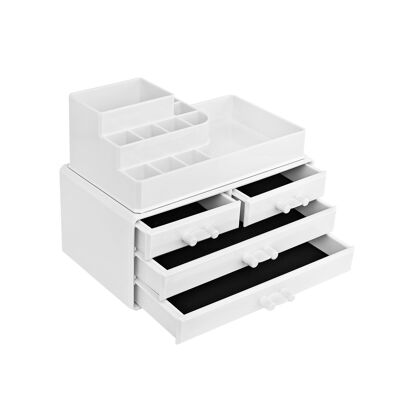 Living Design 4 Drawer Makeup Organizer White 24 x 13.5 x 18.5 cm (L x W x H)