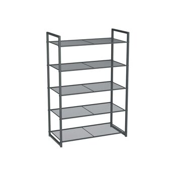 Living Design Étagère à chaussures 5 grilles gris fumé 63 x 30 x 92 cm (L x L x H), 2