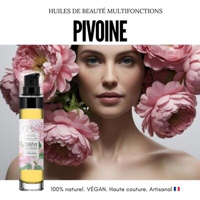Fleurs des Jardins - Pivoine & Rose - Huile beauté multifonctions - Vegan - 100% Naturelle - Français & artisanal
