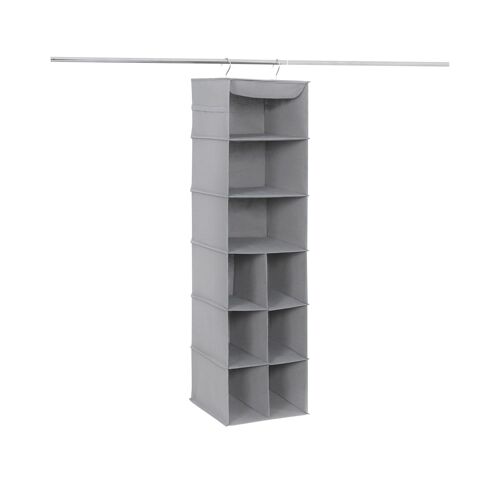 Living Design Hanging shelf 9 compartments in light gray fabric