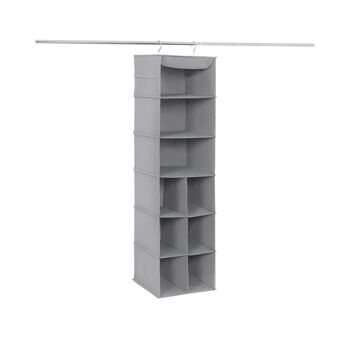 Living Design Etagère suspendue 9 compartiments en tissu gris clair 1