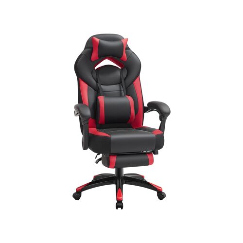 Living Design Black-Red Faux Leather Gaming Chair 0 x 64 x (120-128)cm (L x W x H)