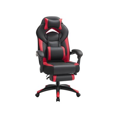 Living Design Silla gaming de piel sintética negra y roja 0 x 64 x (120-128) cm (largo x ancho x alto)