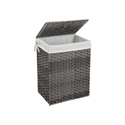 Living Design Laundry basket 90 L gray polyrattan 46 x 33 x 60 cm (L x W x H)