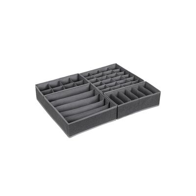 Living Design Lot de 4 organisateurs de sous-vêtements gris 33 x 30 x 10 cm (L x L x H)