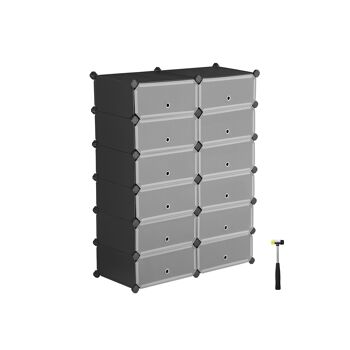 Living Design Armoire en plastique 12 compartiments noirs 1