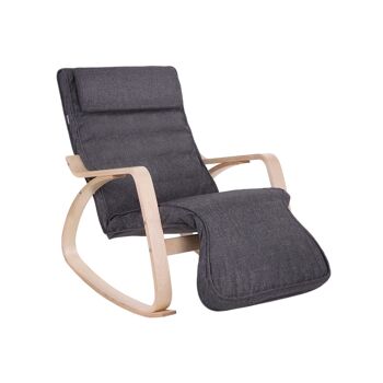 Living Design Fauteuil relax avec repose-pieds Gris foncé 67 x 125 x 91 cm (L x L x H) 2