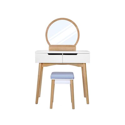 Living Design Simple dressing table in white and natural color 80 x 128 x 40 cm (dressing table, W x H x D)