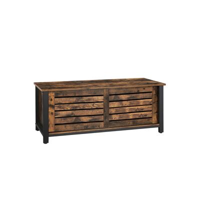 Living Design Mueble para TV de estilo industrial con puertas de lamas 110 x 40 x 45 cm (largo x ancho x alto)