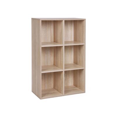 Living Design Librería con 6 compartimentos imitación madera 65,5 x 97,5 x 30 cm (ancho x alto x fondo)