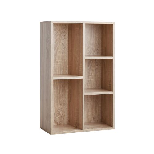 Living Design Bookcase with 5 compartments wood effect 50 x 80 x 24 cm (W x H x D)