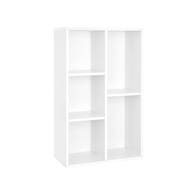 Living Design Bookcase with 5 compartments White 50 x 80 x 24 cm (W x H x D)