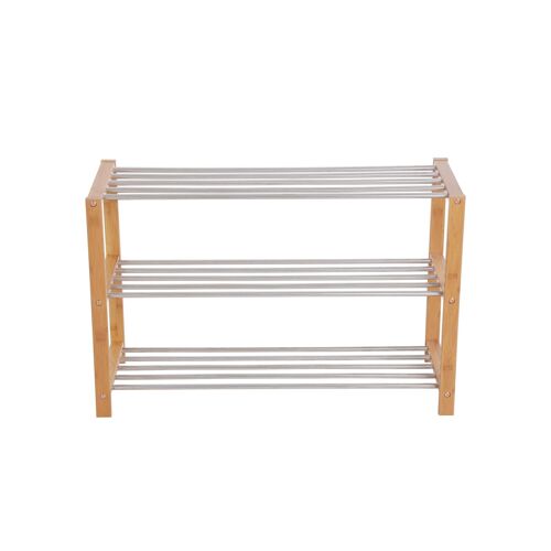 Living Design Bamboo/stainless steel shoe rack 80 x 50 x 30 cm (W x H x D)