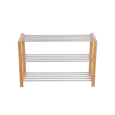 Living Design Bamboo/stainless steel shoe rack 80 x 50 x 30 cm (W x H x D)