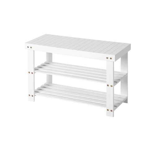 Living Design White bamboo shoe bench 70 x 45 x 28 cm (W x H x D)