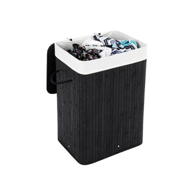 Living Design Bamboo laundry basket 72 L Black 40 x 60 x 30 cm (W x H x D)
