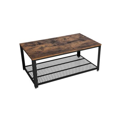 Living Design Table basse design industriel avec étagère 106,2 x 45 x 60,2 cm (L x H x P)