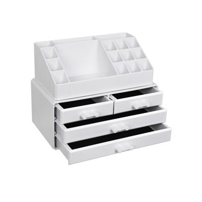 Living Design Organizer per trucchi con cassetti Bianco 24 x 13,5 x 18,5 cm (L x P x A)