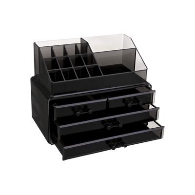 Living Design Organizer per trucchi nero trasparente 24 x 18,5 x 13,5 cm (L x A x P)