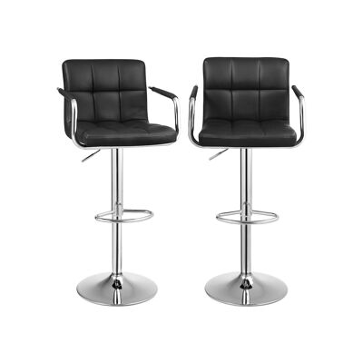 Living Design Bar stools with armrests 2 pieces Black 44.5 x (95-115) x 38 cm (W x H x D)