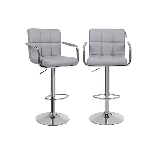 Living Design Bar stools with armrests 2 pieces gray 44.5 x (95-115) x 38 cm (W x H x D)