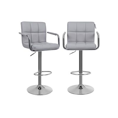 Living Design Taburetes de bar con reposabrazos 2 piezas gris 44,5 x (95-115) x 38 cm (ancho x alto x fondo)